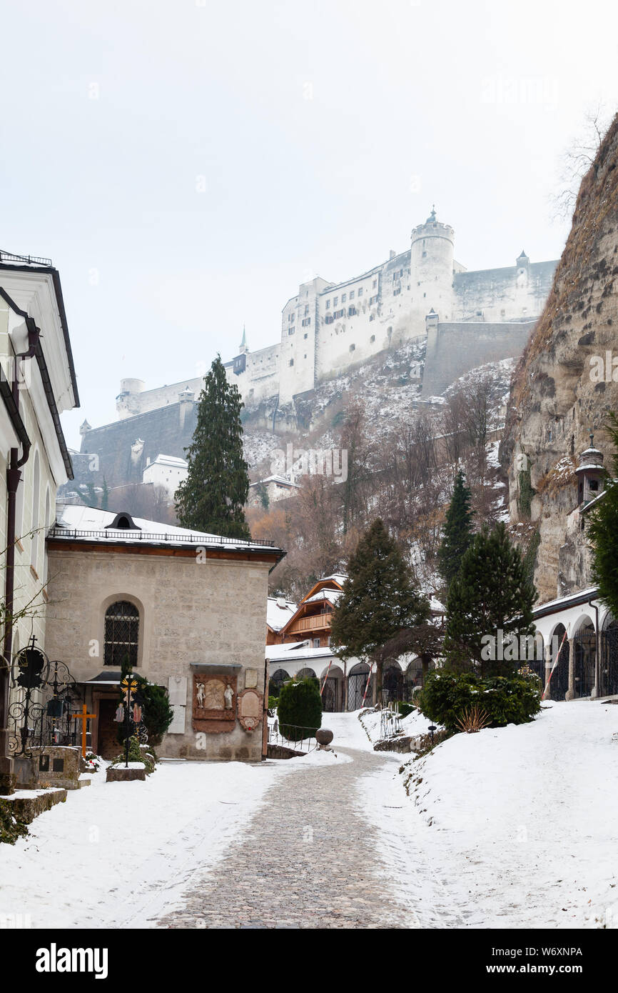 A mid winter view from Salzberg Old Town, Austria looking towards