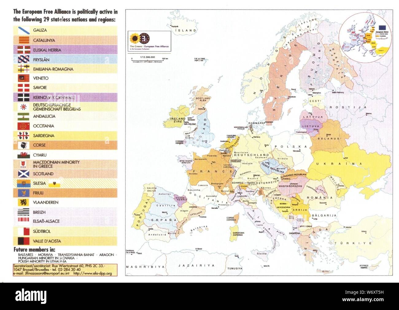 Mapa de regiones editado en 2002 por la Asamblea de las Regiones de Europa Stock Photo Alamy