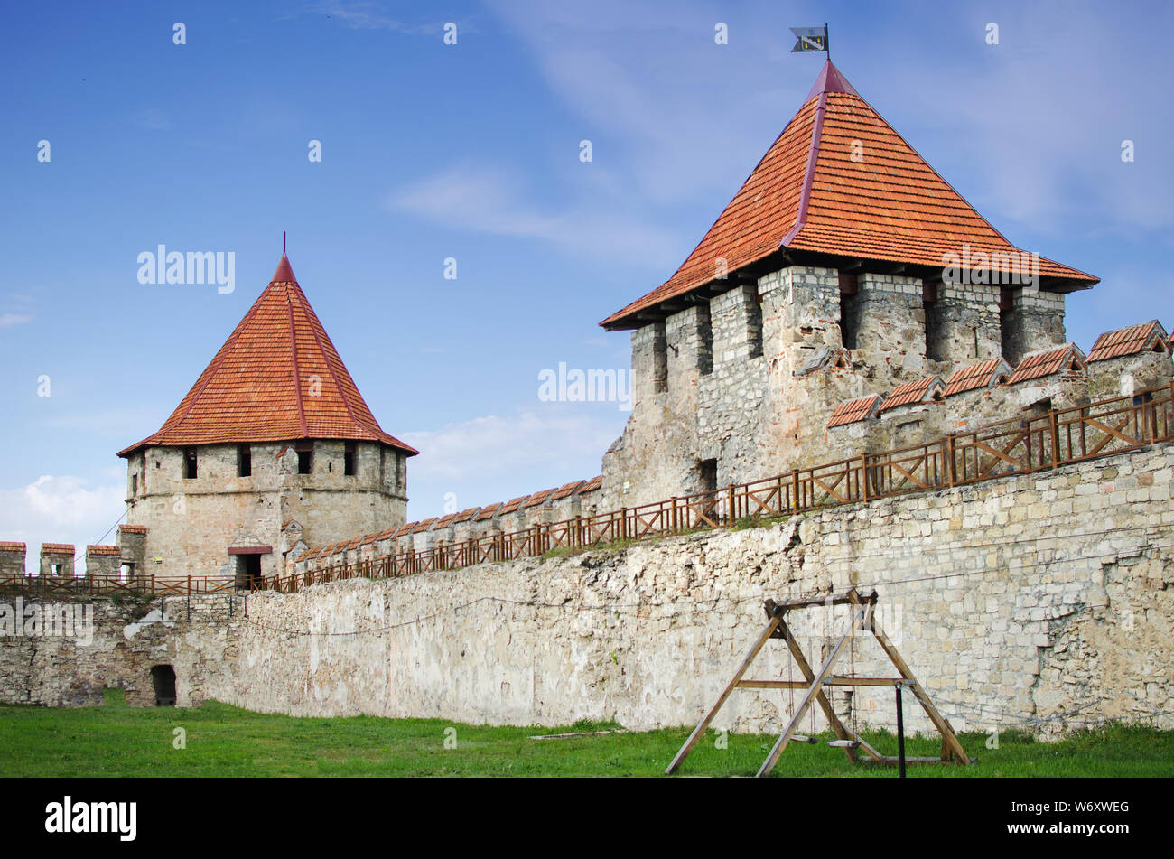 Old fortress on the river Dniester in town Bender, Transnistria. C Stock Photo