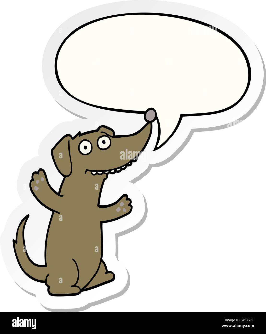 cartoon dog with speech bubble sticker Stock Vector Image & Art - Alamy