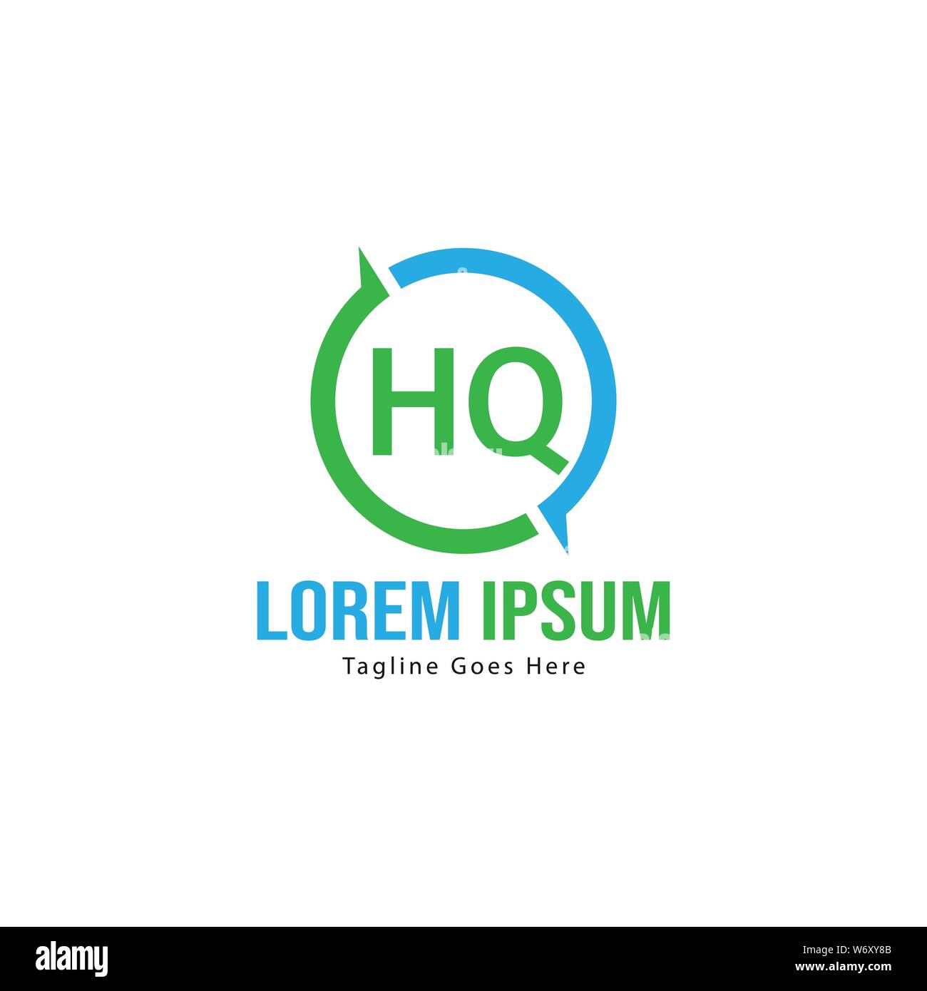 Initial HQ logo template with modern frame. Minimalist HQ letter logo