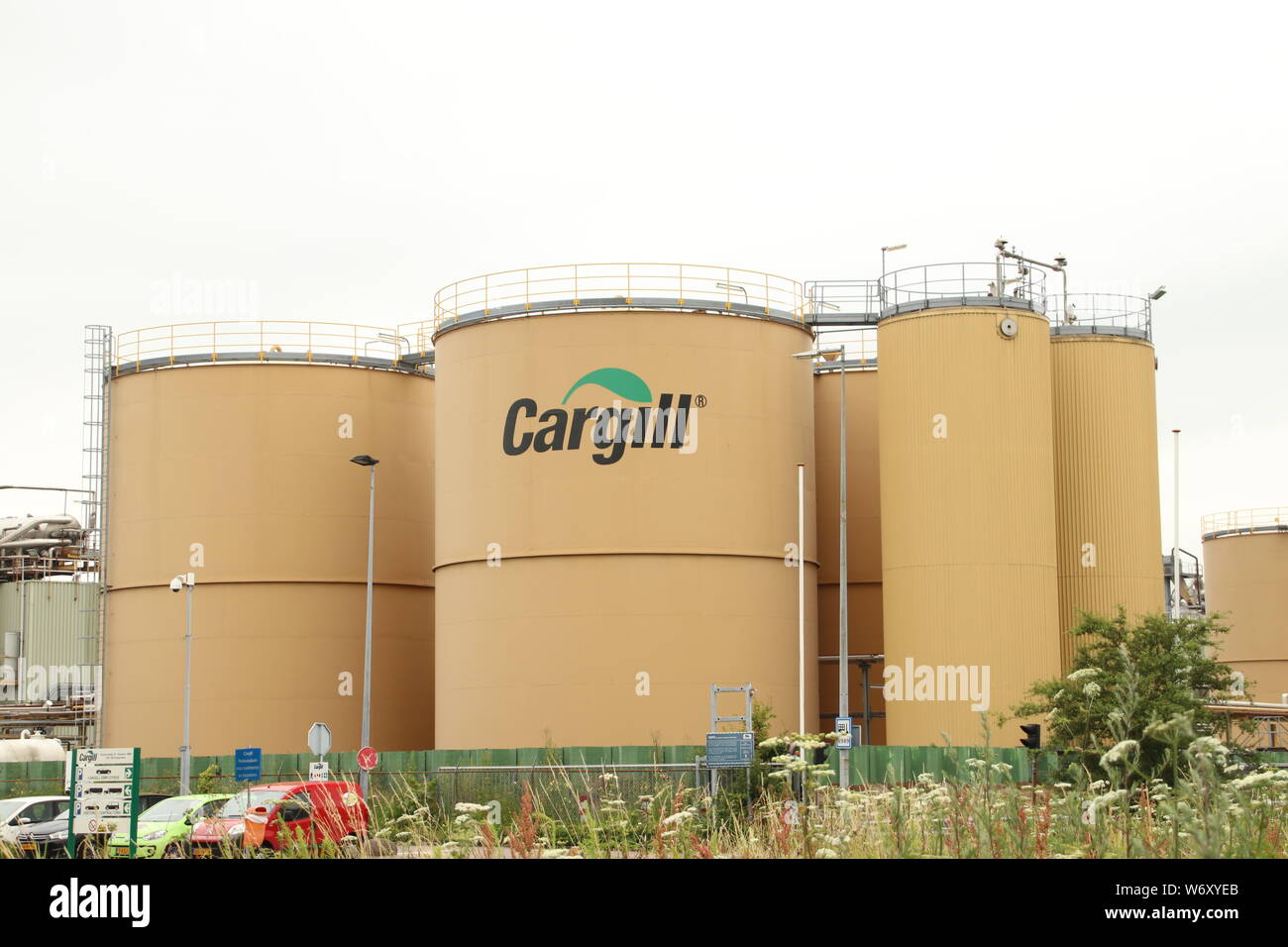 Tanks at the cargill plant at the port of Amsterdam in the Netherlands Stock Photo
