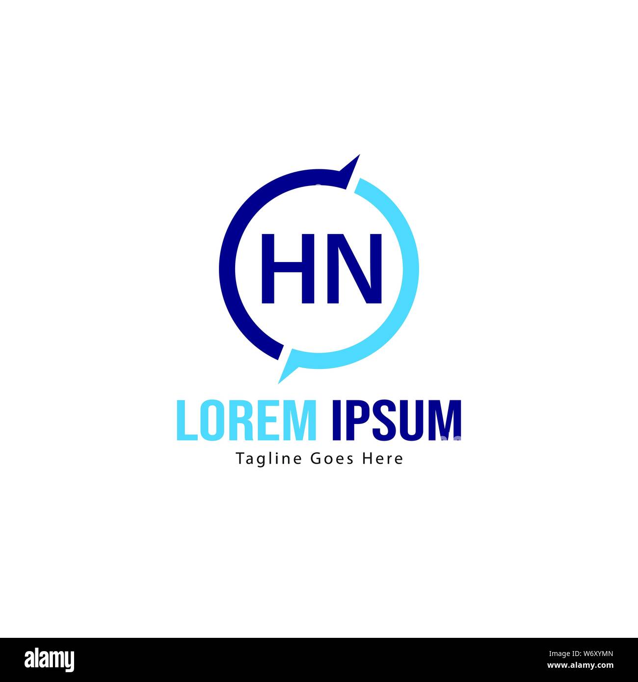 Initial HN logo template with modern frame. Minimalist HN letter logo vector illustration design Stock Vector