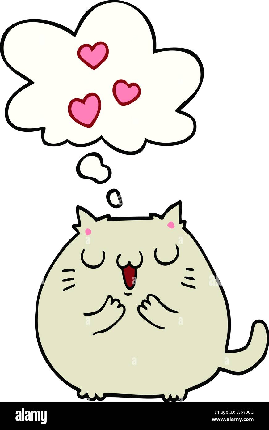 cute cartoon cat in love with thought bubble Stock Vector