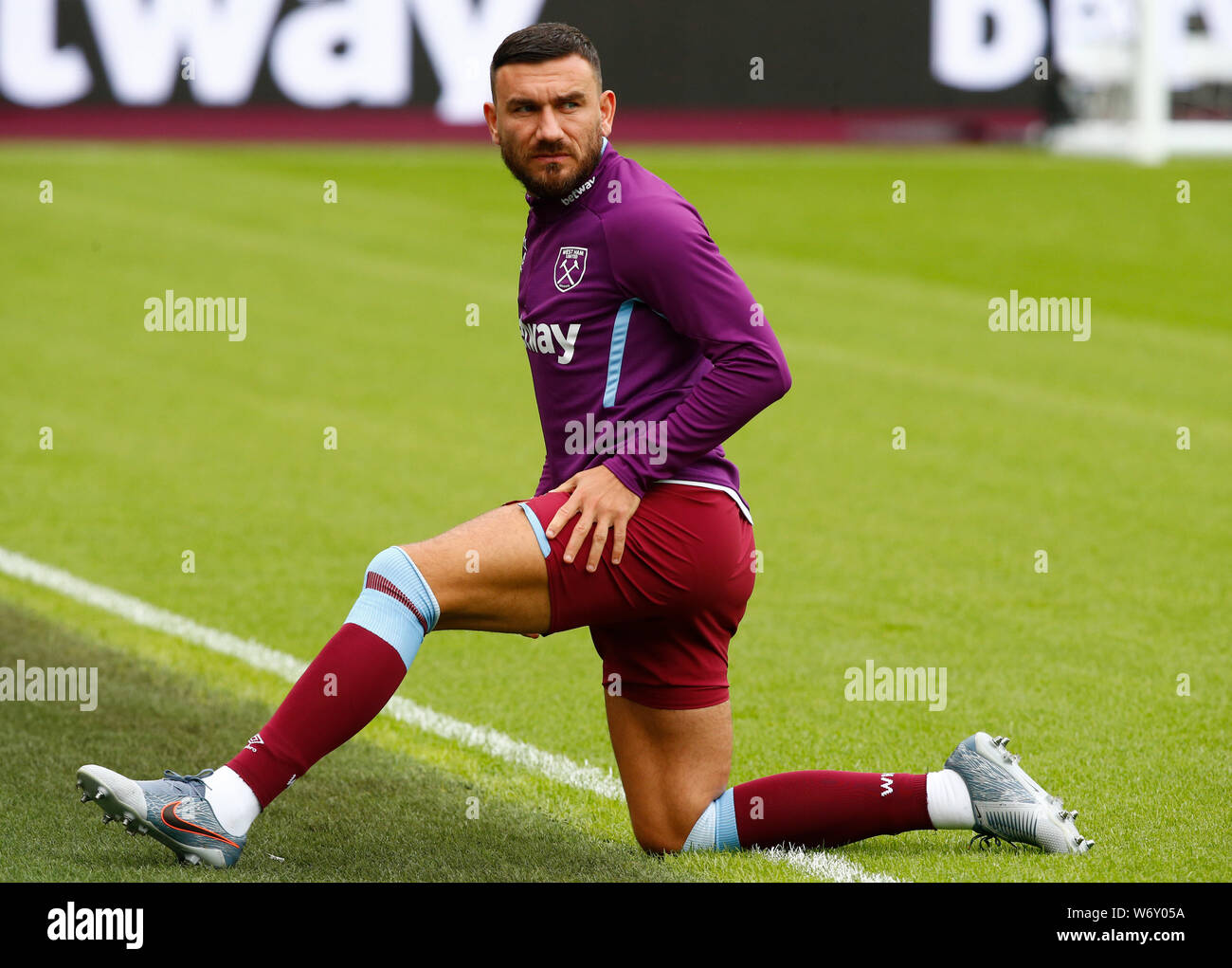 London, UK. 03rd Aug, 2019. London, United Kingdom, AUGUST 03 West Ham United's Robert Snodgrass during Betway Cup Final between West Ham United and Athletic Club Bilbao at London stadium, London, England on 03 August 2019. Credit: Action Foto Sport/Alamy Live News Stock Photo
