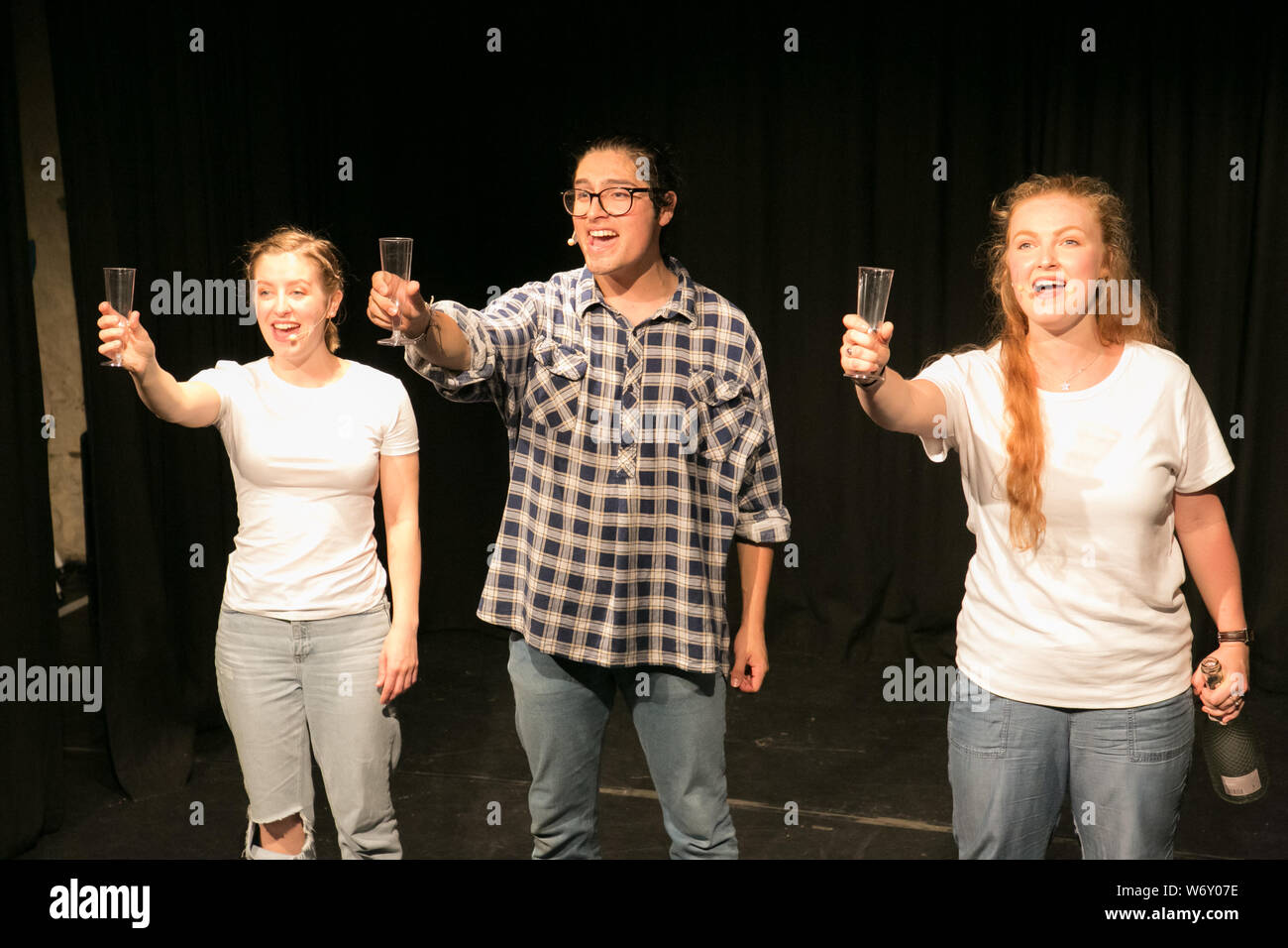 Edinburgh, Scotland, 3rd, August, 2019. Pictured L-R, Natalie Davies, Yitzin R Lopez, Emily Peach, performing Early Mornings - The Musical.  Credit: Brian Wilson/Alamy Live News. Stock Photo