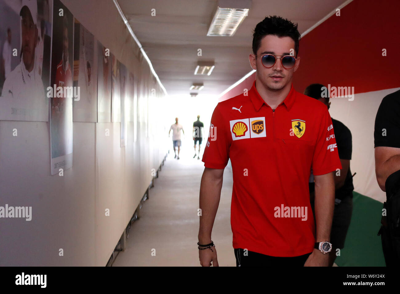 Budapest, Hungary. 02th August, 2019. Charles Leclerc of Scuderia Ferrari  in the paddock during the F1 Grand Prix of Hungary Credit: Marco  Canoniero/Alamy Live News Stock Photo - Alamy