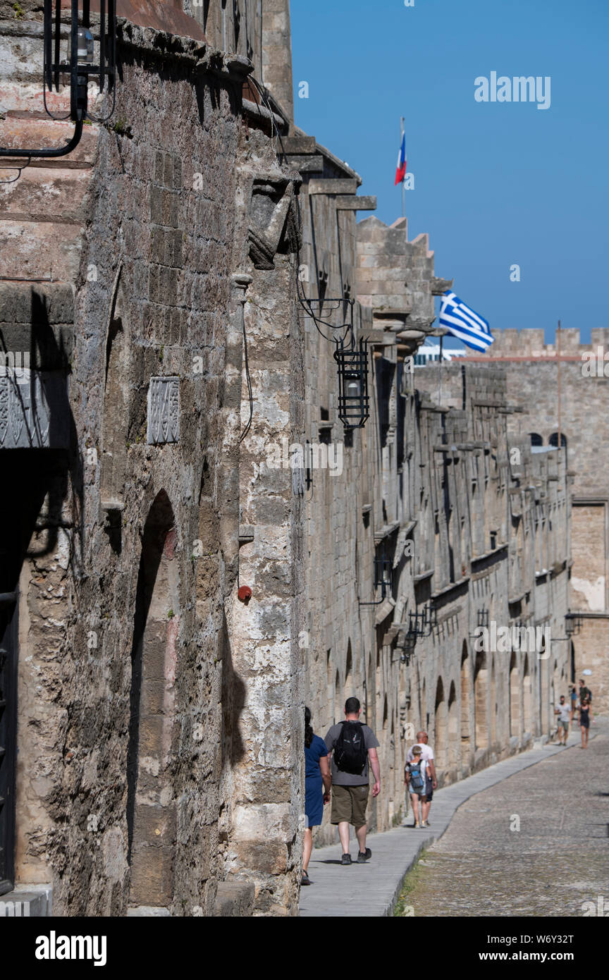 Greece, Rhodes, the largest of the Dodecanese islands. Medieval Old ...