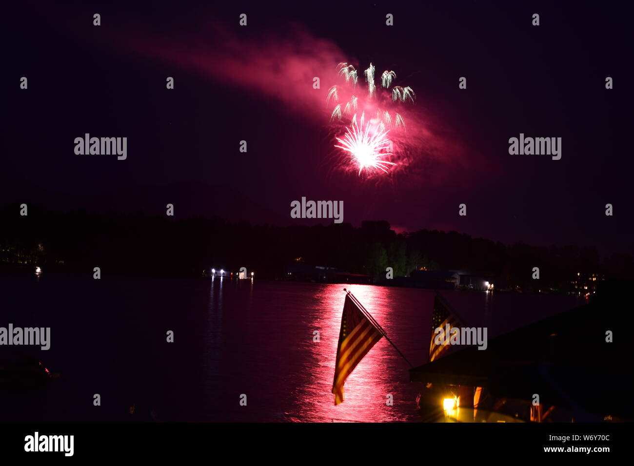 4th of July Fireworks over Lake New York Stock Photo Alamy