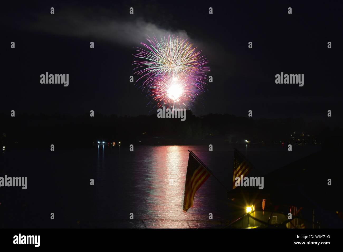 4th of July Fireworks over Lake New York Stock Photo Alamy