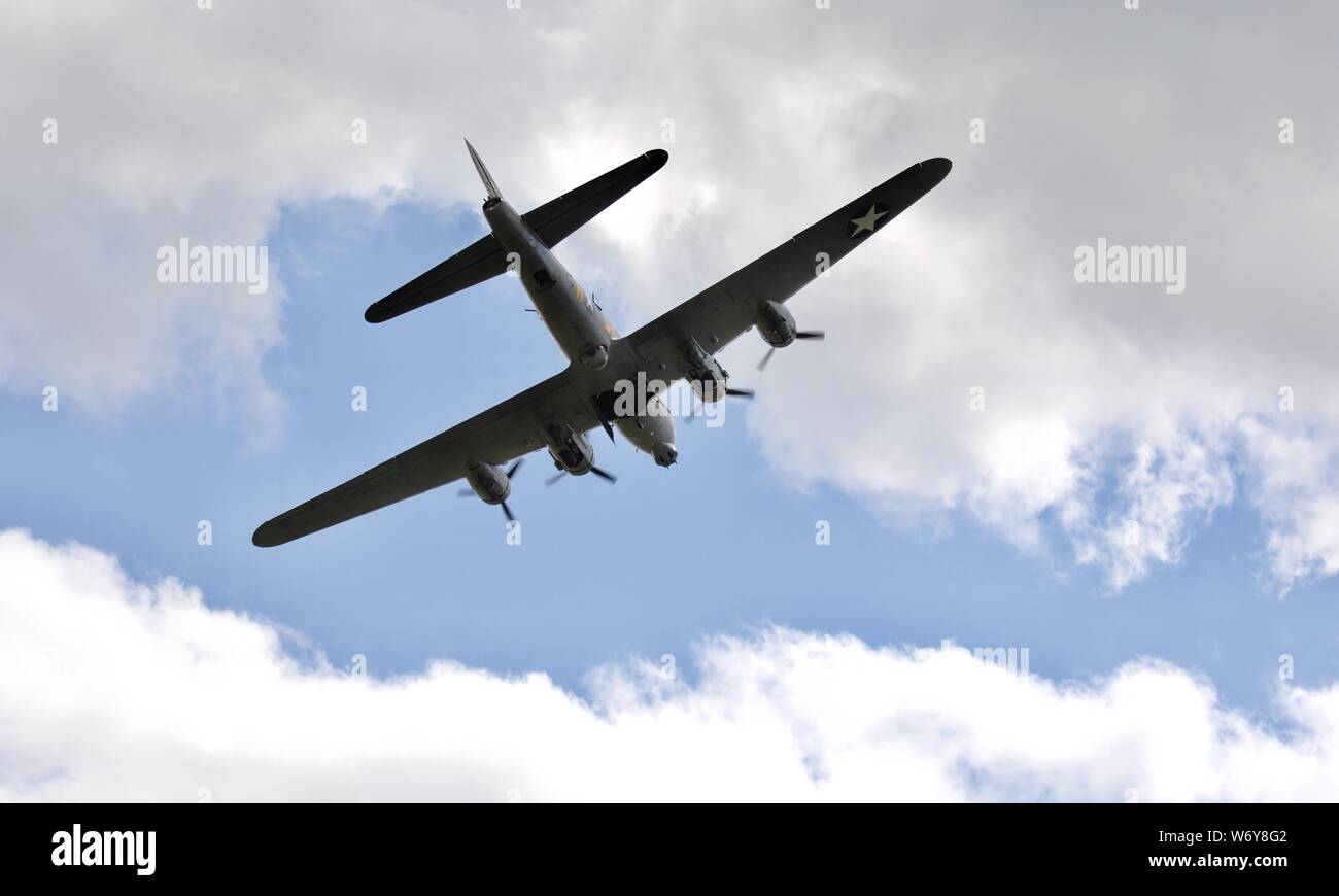 Boeing B-17G Flying Fortress ‘Sally B’ airborne at Shuttleworth ...