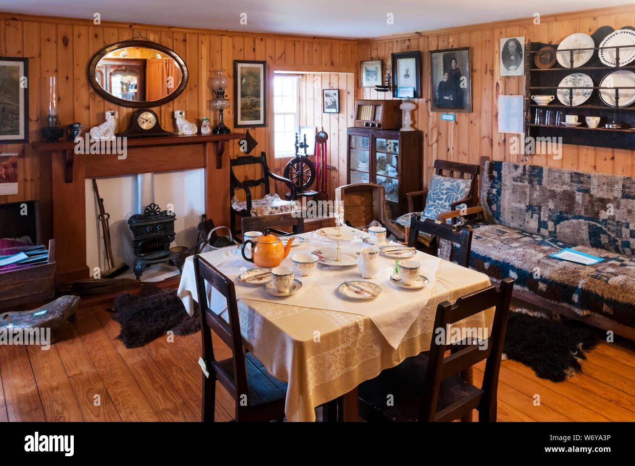 The furnished Laird's Room or parlour at Tangwick Haa Museum, Eshaness in Northmavine on the north Mainland of Shetland. Stock Photo