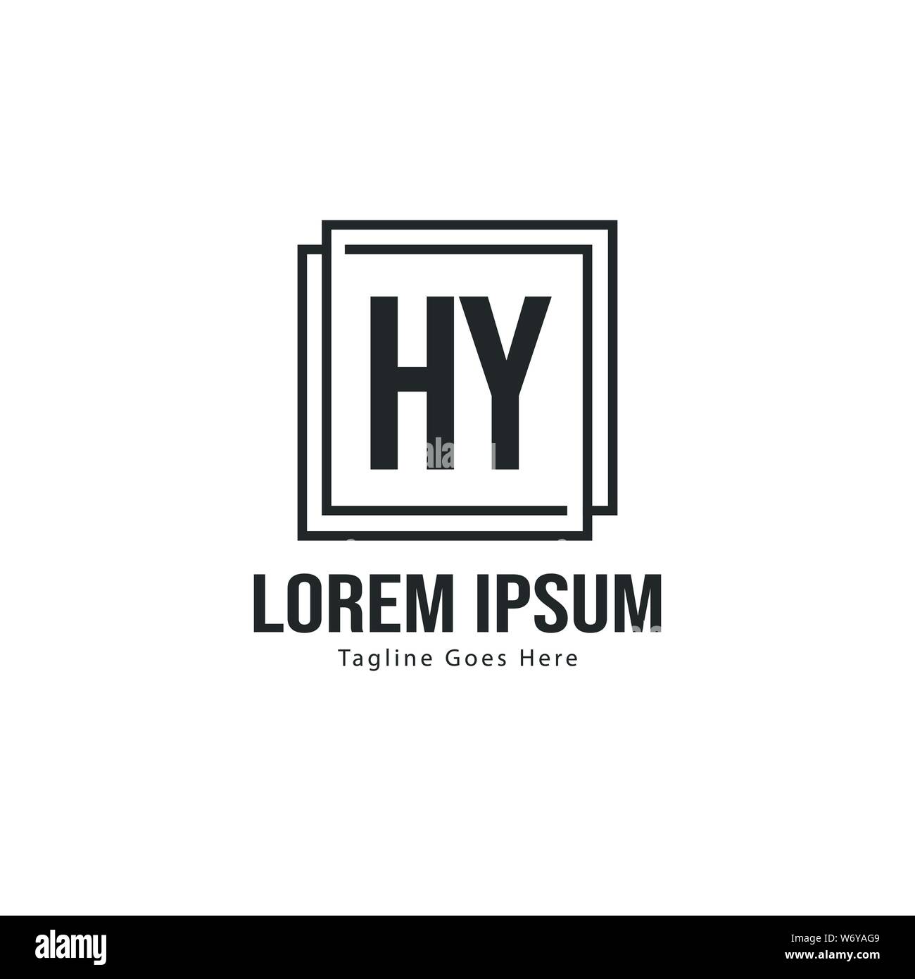 Initial HY logo template with modern frame. Minimalist HY letter logo ...