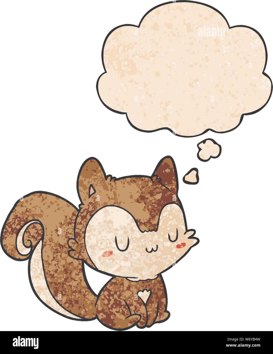 cartoon squirrel with thought bubble in grunge texture style Stock Vector