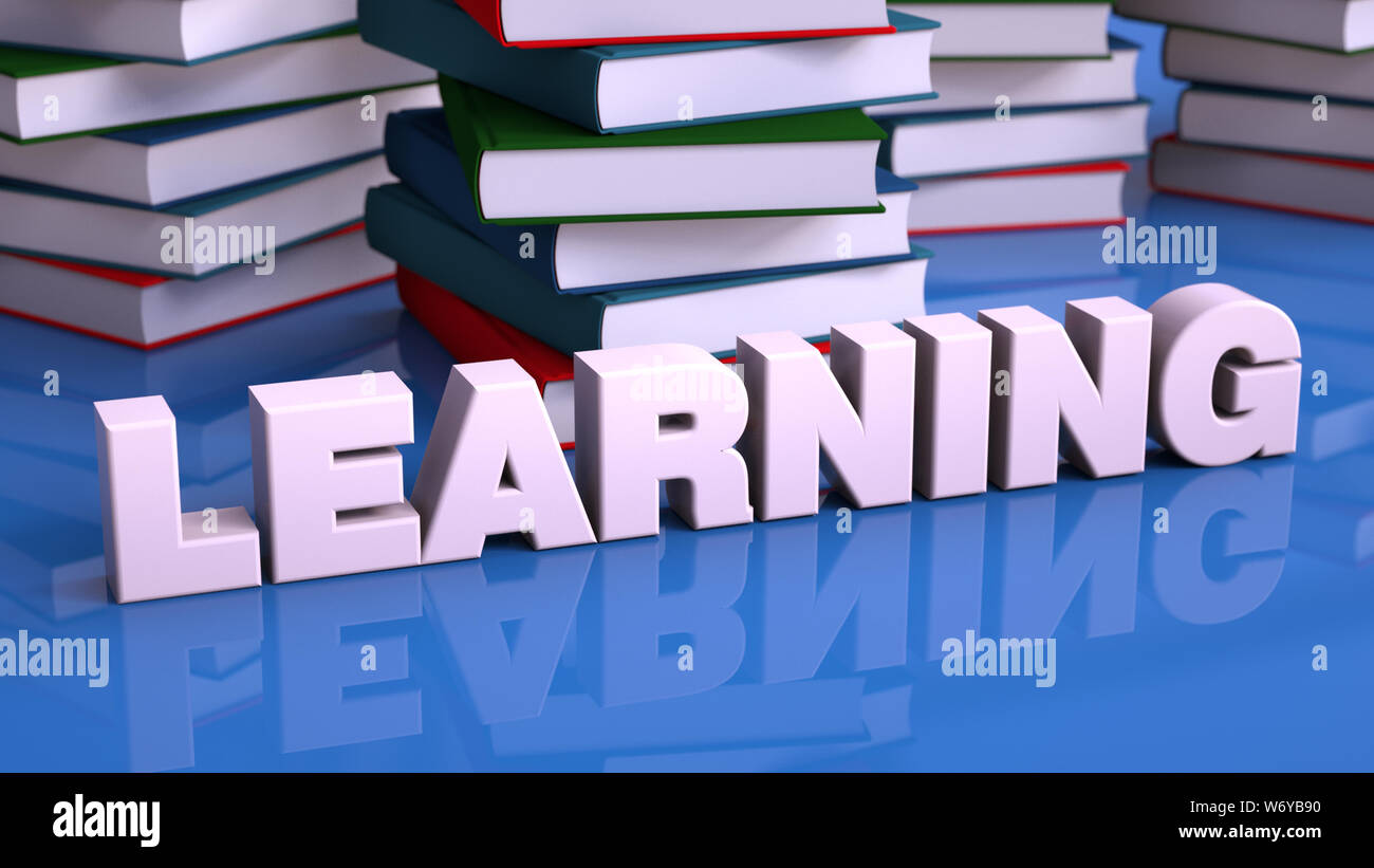 3d rendering. Learning text and books Stock Photo - Alamy