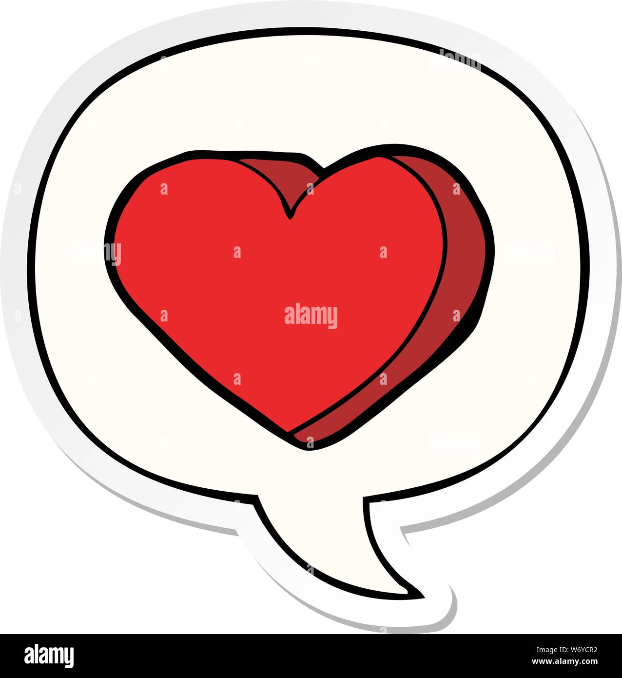 cartoon love heart with speech bubble sticker Stock Vector Image & Art ...