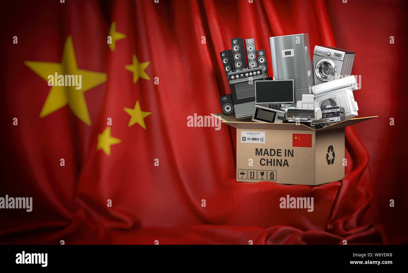 https://c8.alamy.com/comp/W6YDK8/household-appliances-made-in-china-home-kitchen-technics-in-a-cardboard-box-producted-and-delivered-from-china-3d-illustration-W6YDK8.jpg