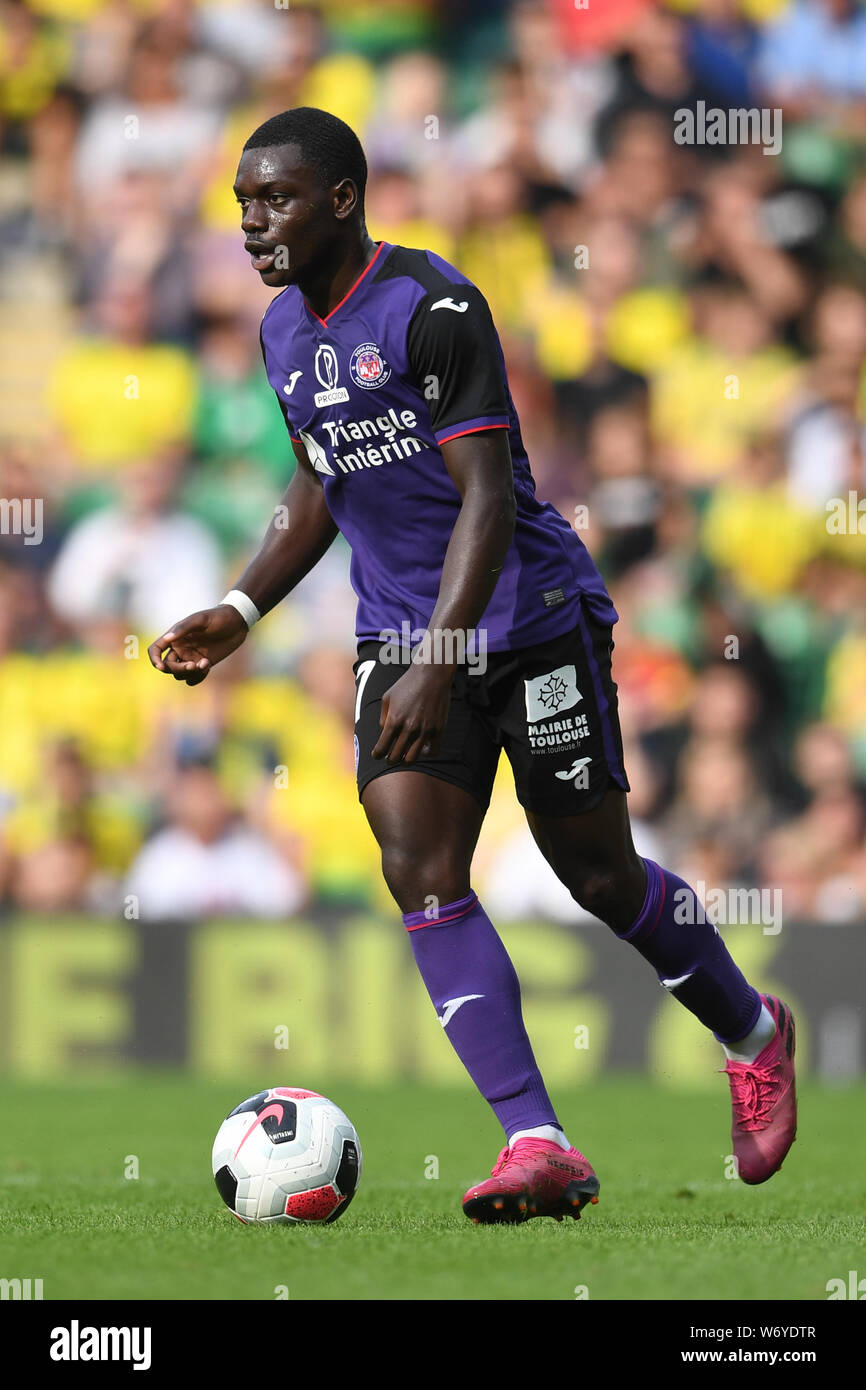 Toulouse's Jean Victor Makengo during the Pre-Season match at Carrow Road,  Norwich Stock Photo - Alamy