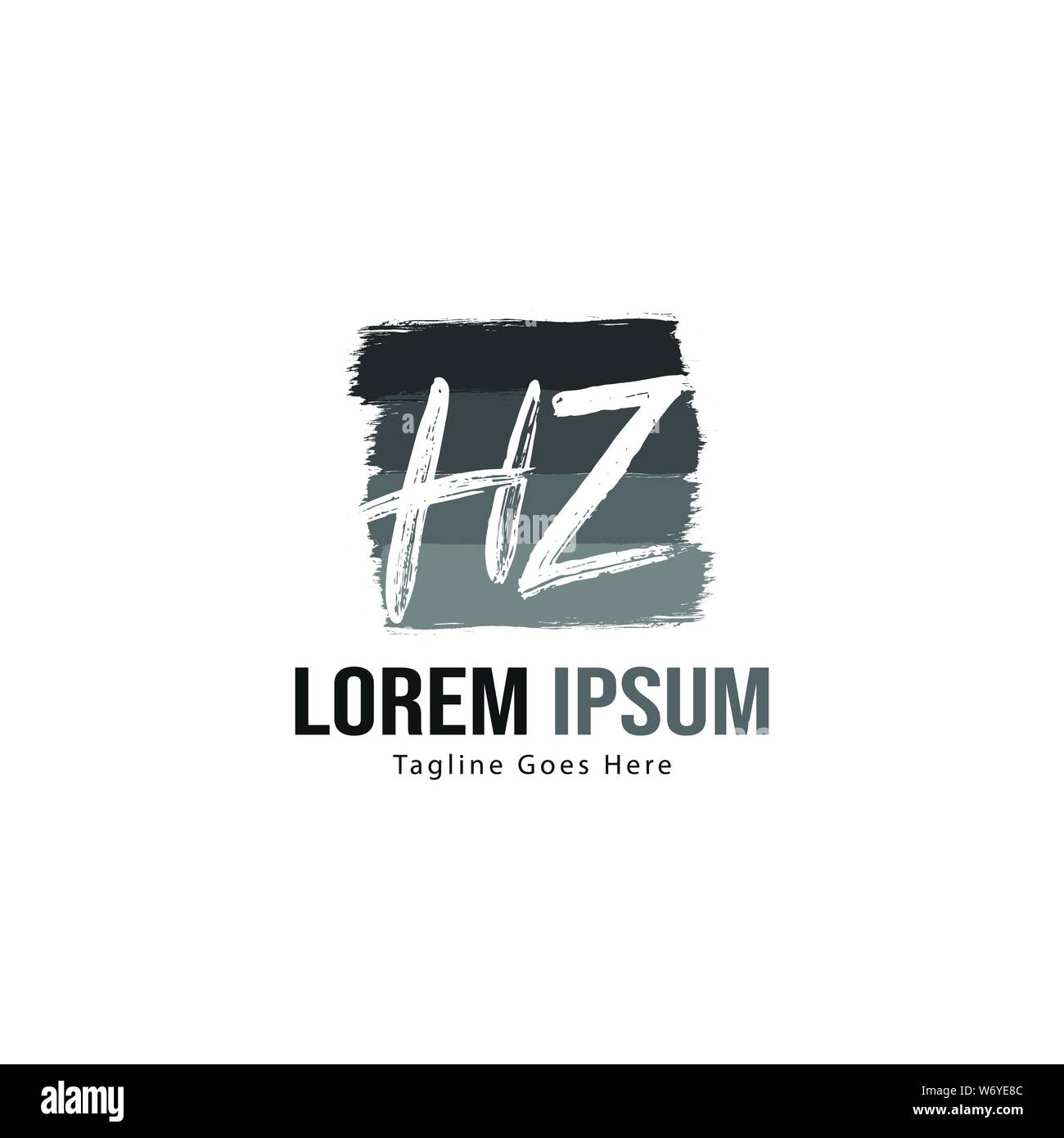 Initial HZ logo template with modern frame. Minimalist HZ letter logo ...