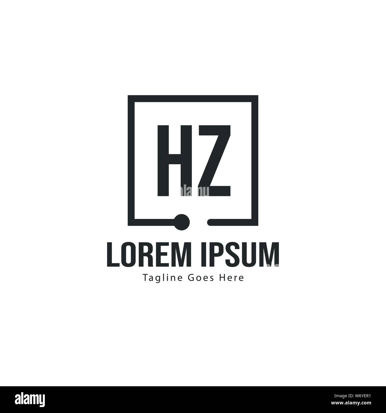 Initial HZ logo template with modern frame. Minimalist HZ letter logo ...
