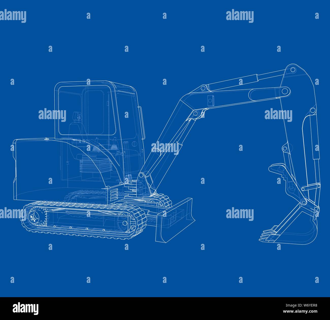 Sketch of Small Treactor with Actor. Vector Stock Vector