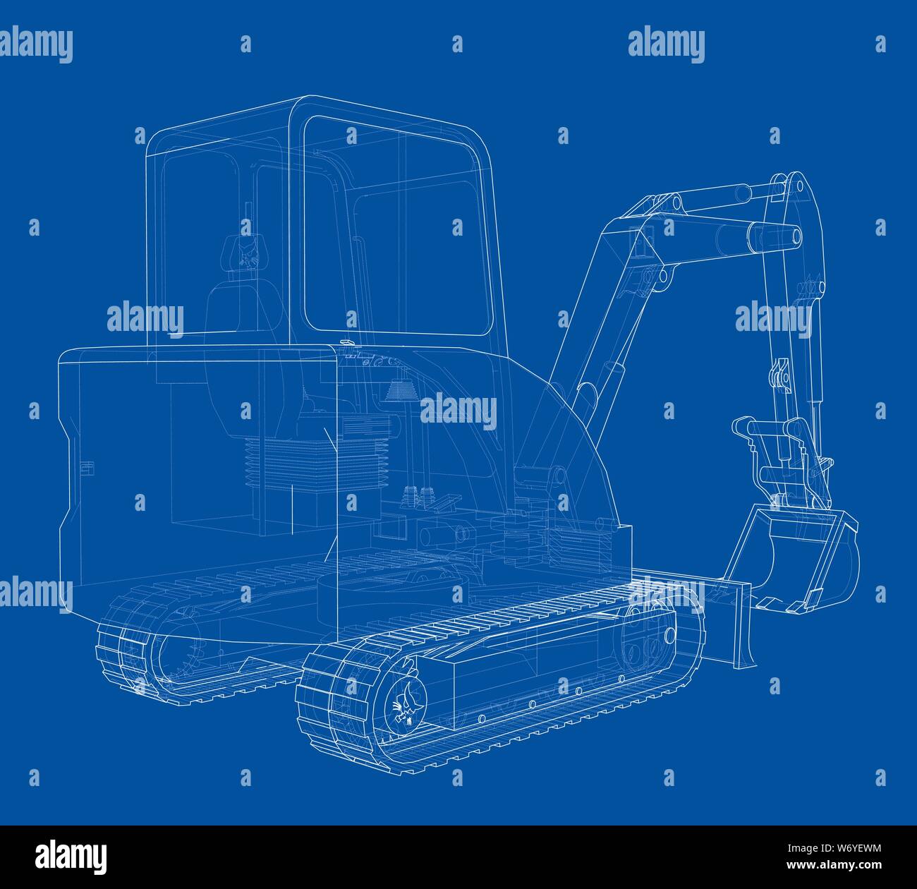 Sketch of Small Treactor with Actor. Vector Stock Vector