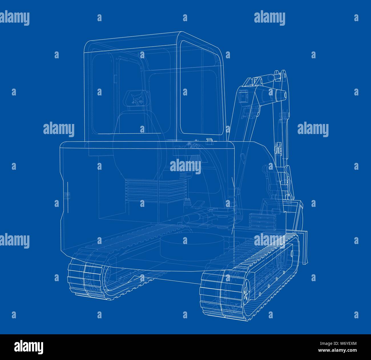 Sketch of Small Treactor with Actor. Vector Stock Vector