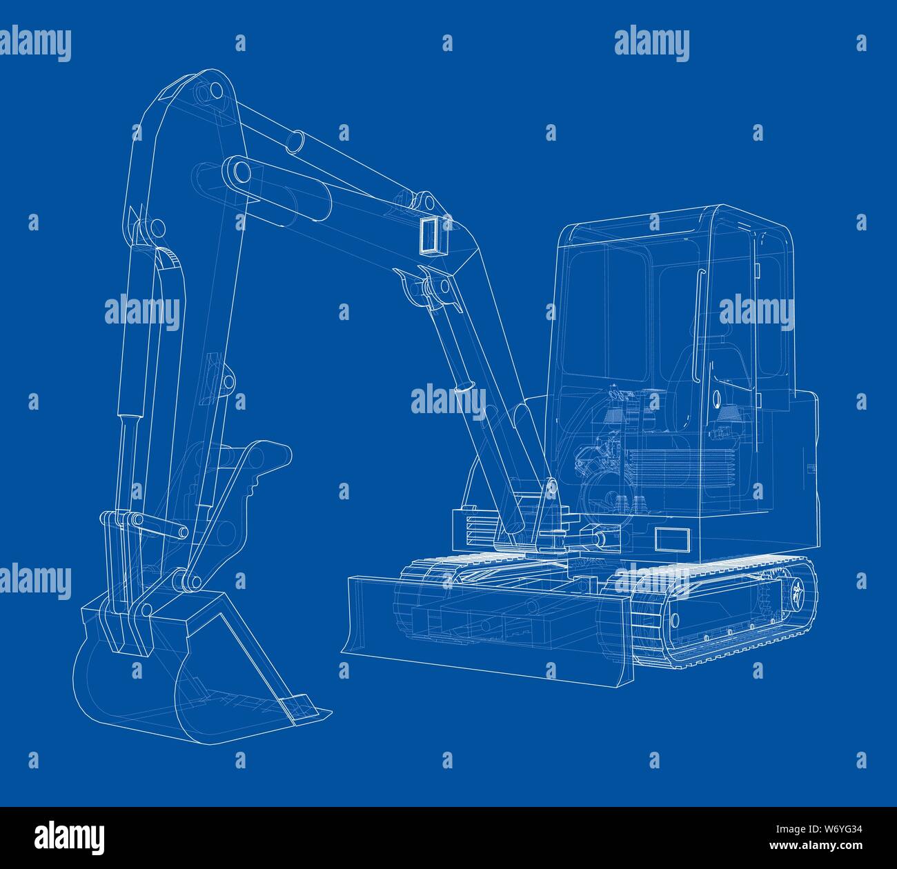 Sketch of Small Treactor with Actor. Vector Stock Vector