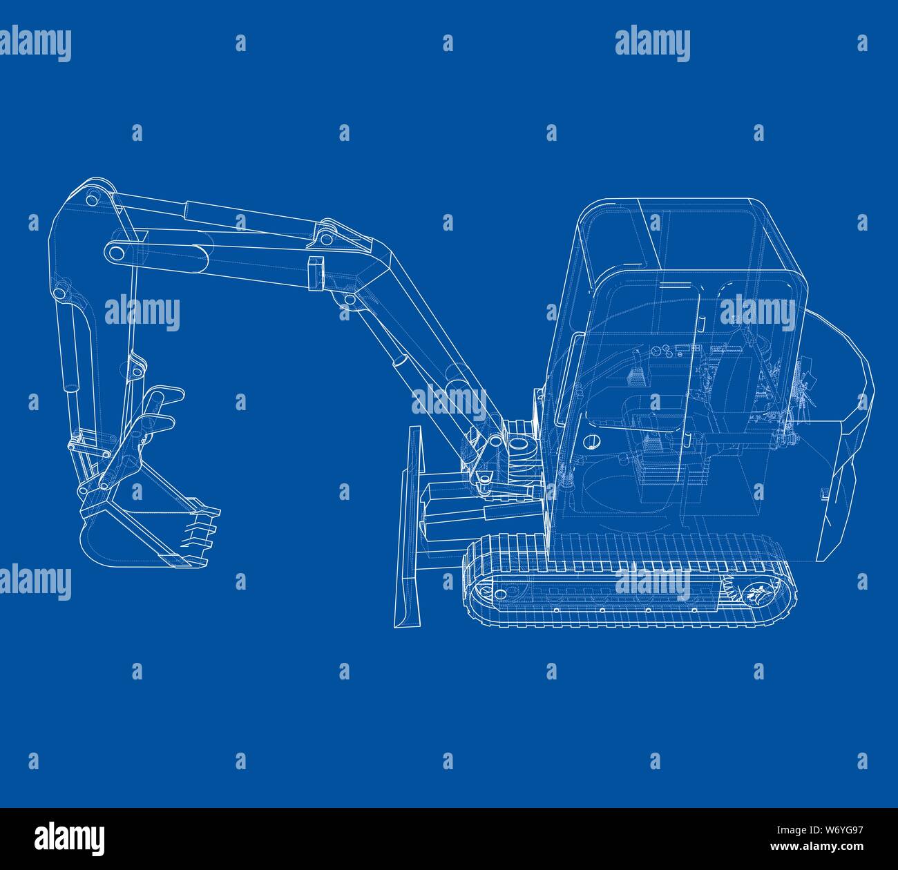 Sketch of Small Treactor with Actor. Vector Stock Vector