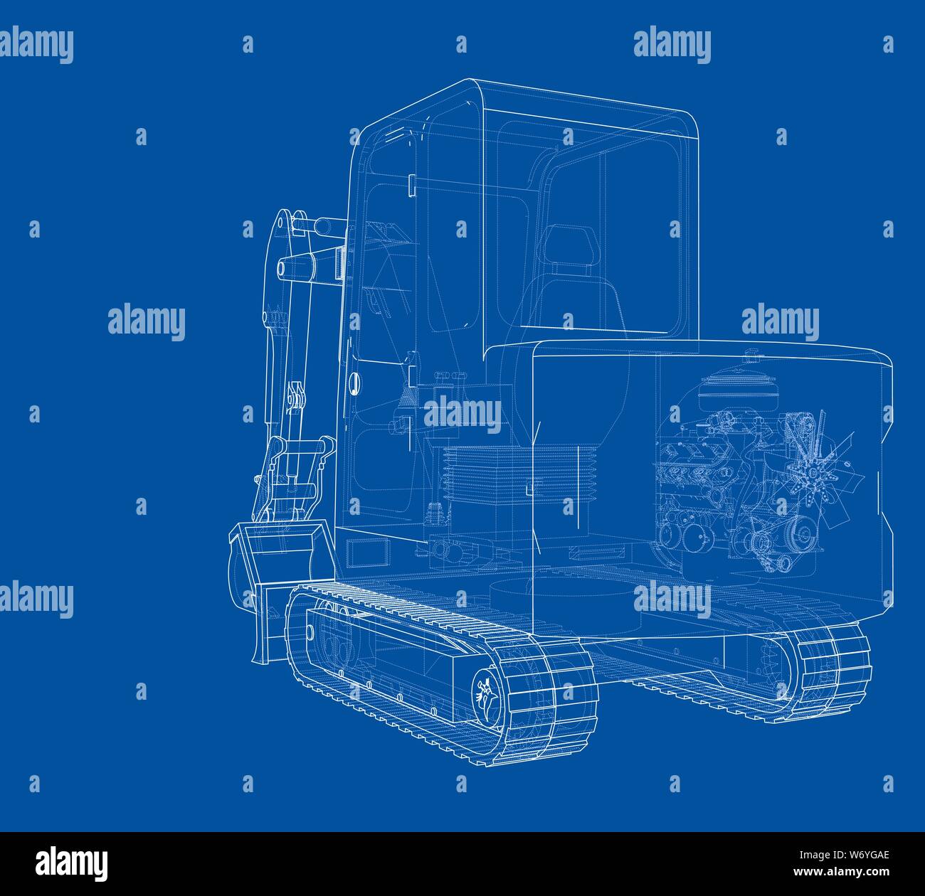 Sketch of Small Treactor with Actor. Vector Stock Vector