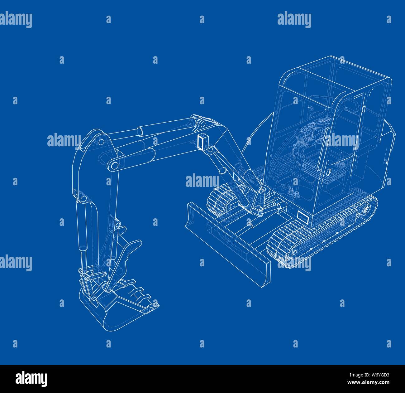 Sketch of Small Treactor with Actor. Vector Stock Vector
