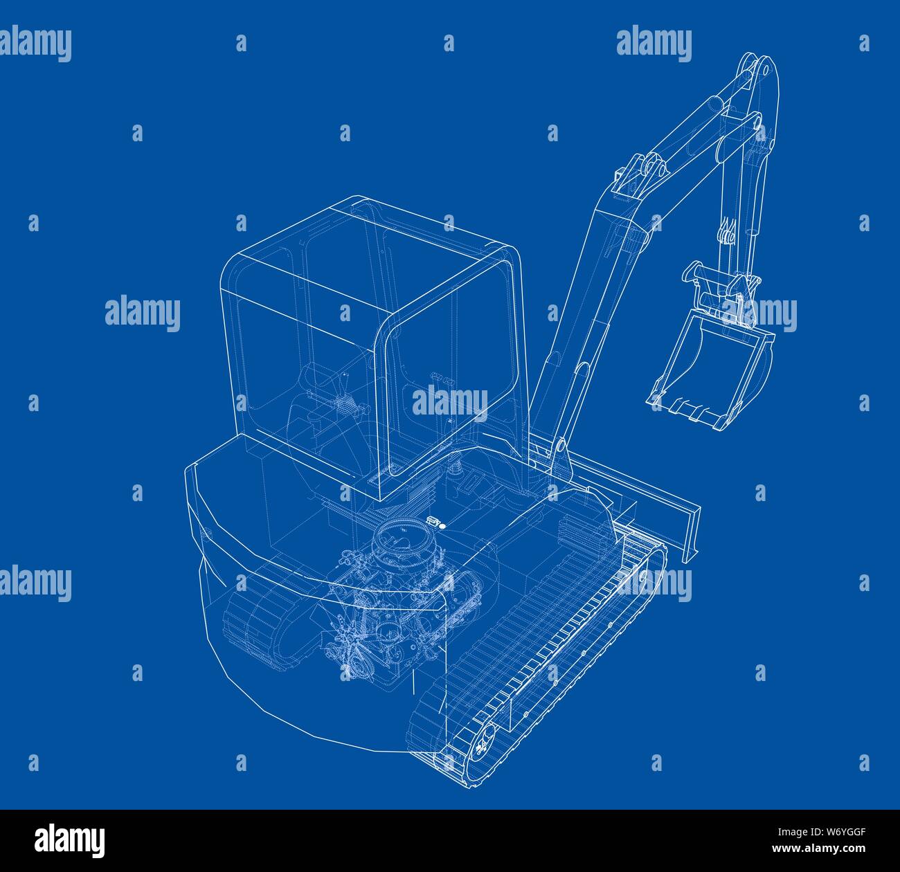 Sketch of Small Treactor with Actor. Vector Stock Vector