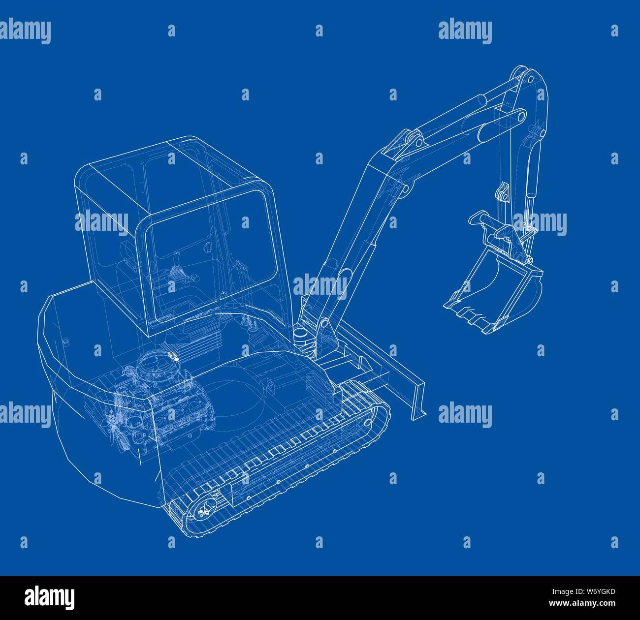 Sketch of Small Treactor with Actor. Vector Stock Vector