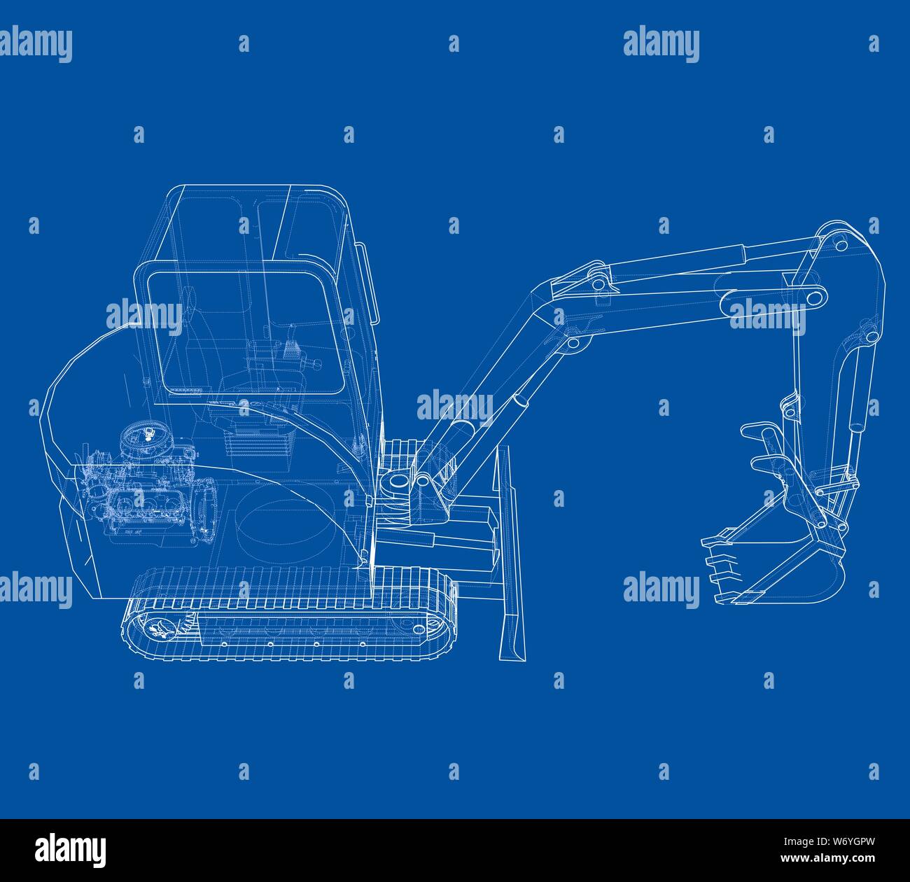 Sketch of Small Treactor with Actor. Vector Stock Vector