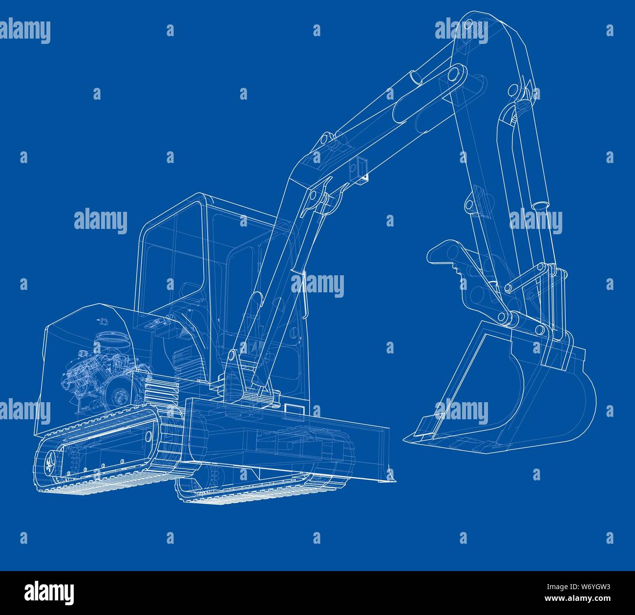 Sketch of Small Treactor with Actor. Vector Stock Vector