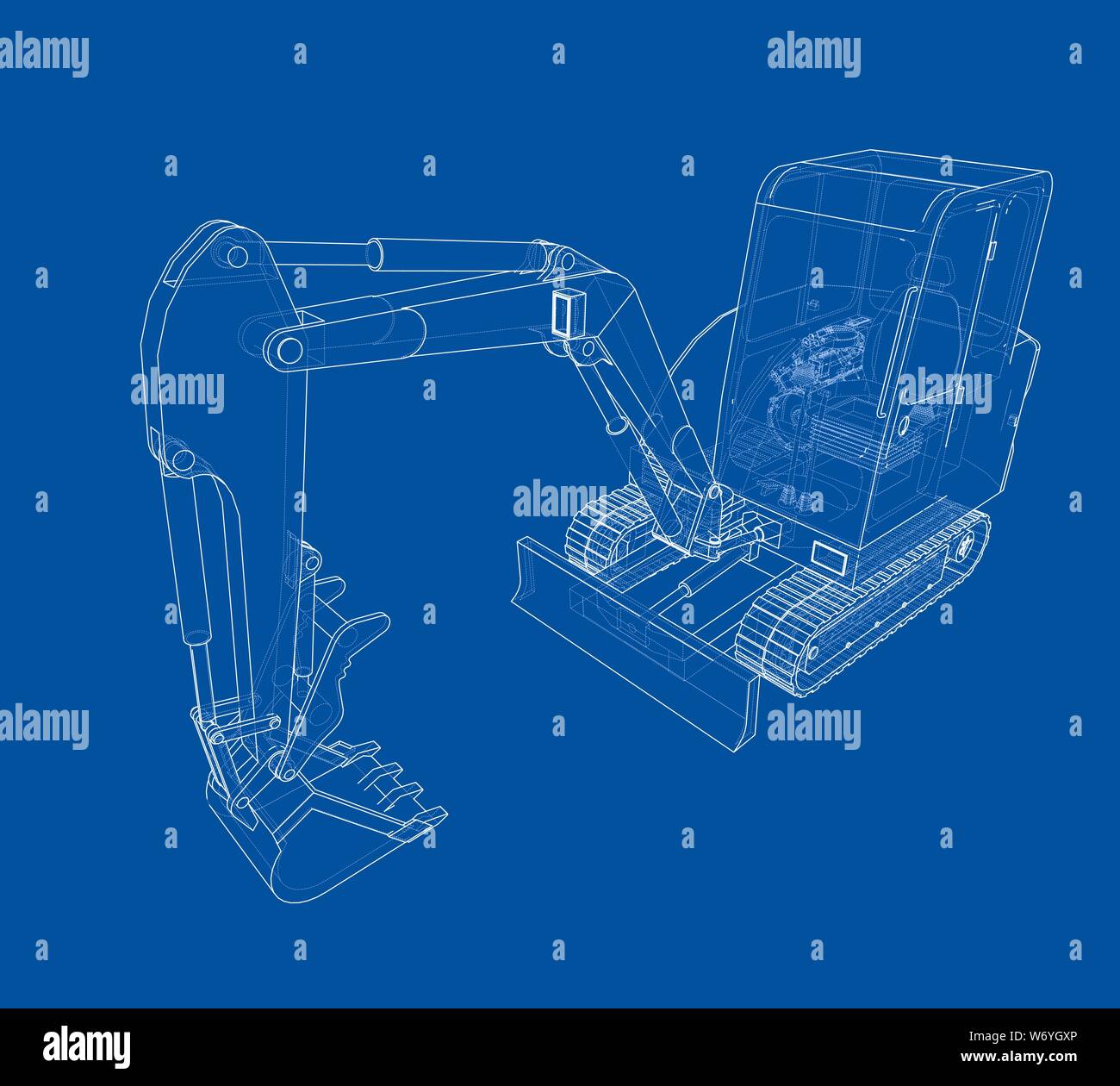Sketch of Small Treactor with Actor. Vector Stock Vector