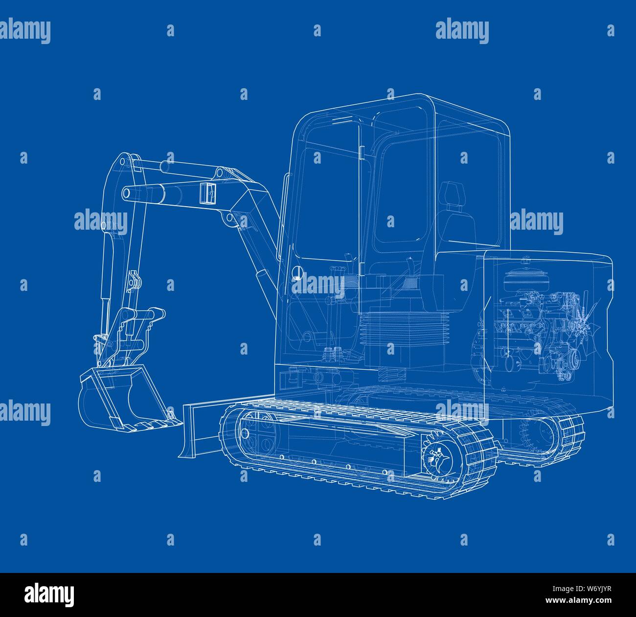 Sketch of Small Treactor with Actor. Vector Stock Vector