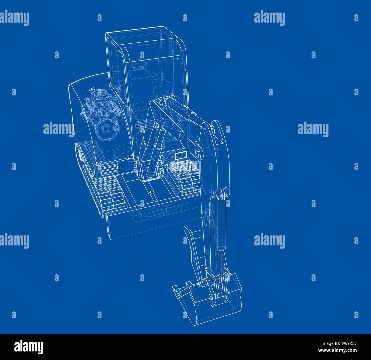 Sketch of Small Treactor with Actor. Vector Stock Vector