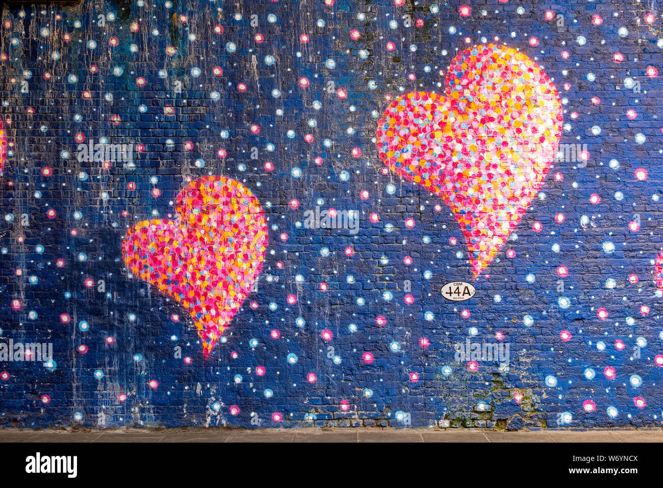 Street Art of Two Hearts Stock Photo