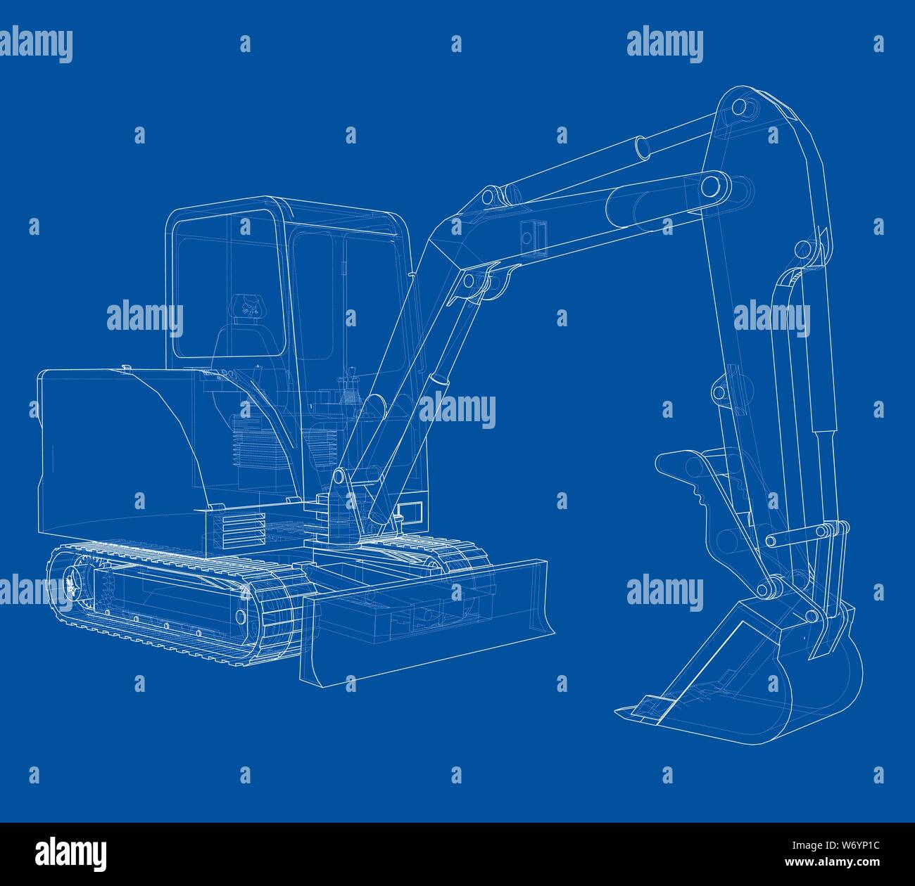 Sketch of Small Treactor with Actor. Vector Stock Vector