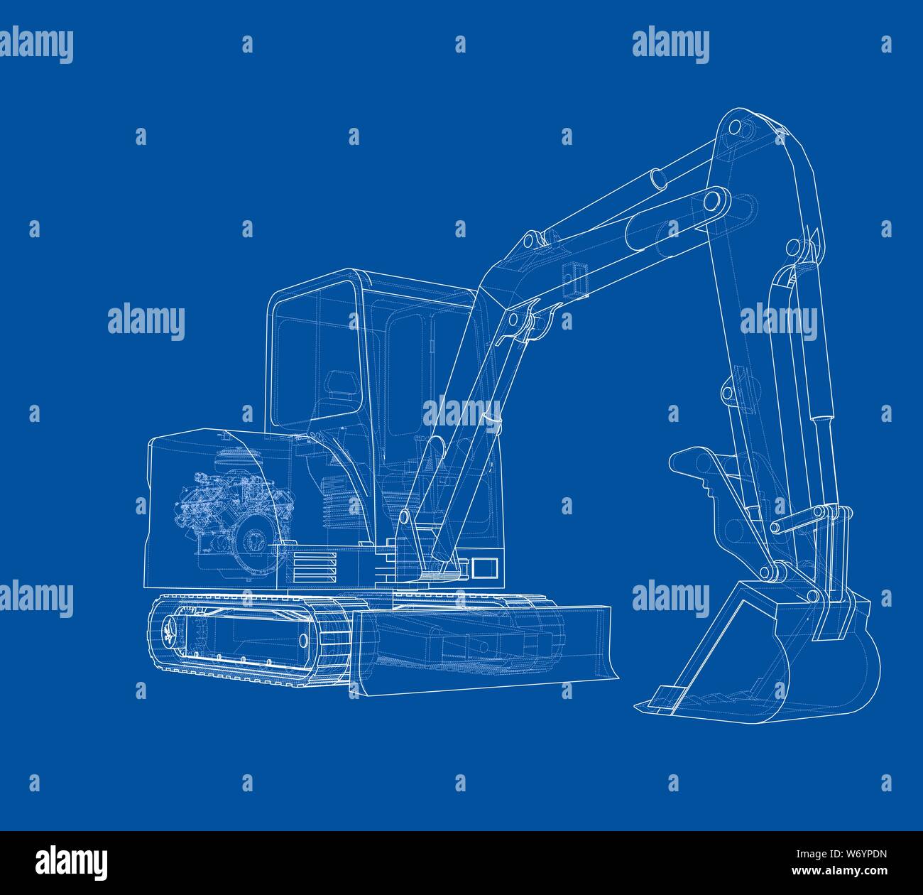 Sketch of Small Treactor with Actor. Vector Stock Vector