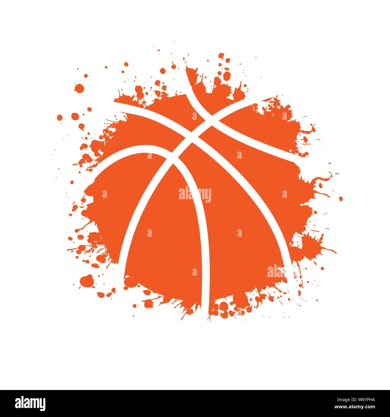 Orange grunge basketball symbol isolated on white background Stock