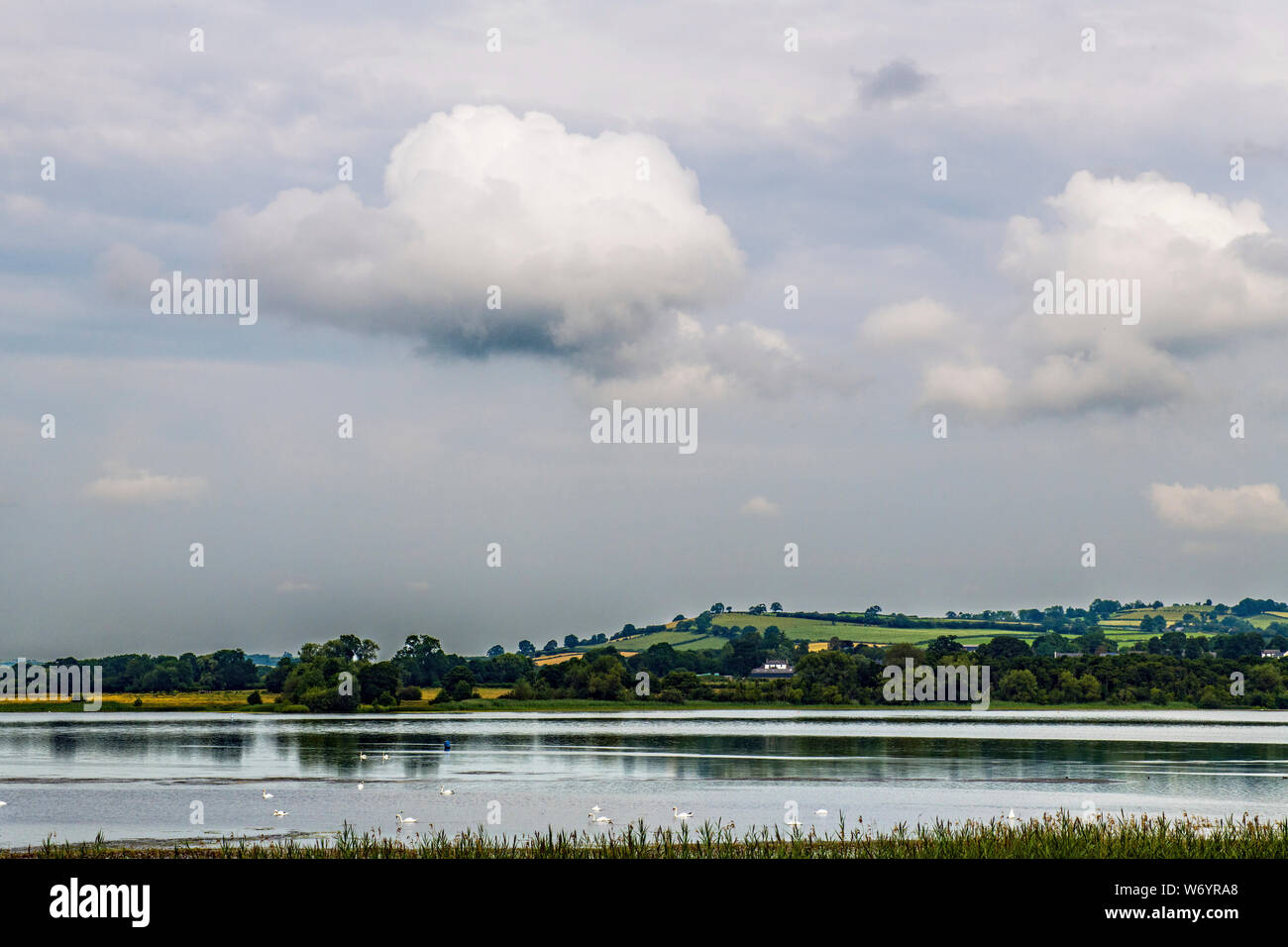 Llangorse Lake in the Brecon Beacons National Park Powys and is the largest natural lake in