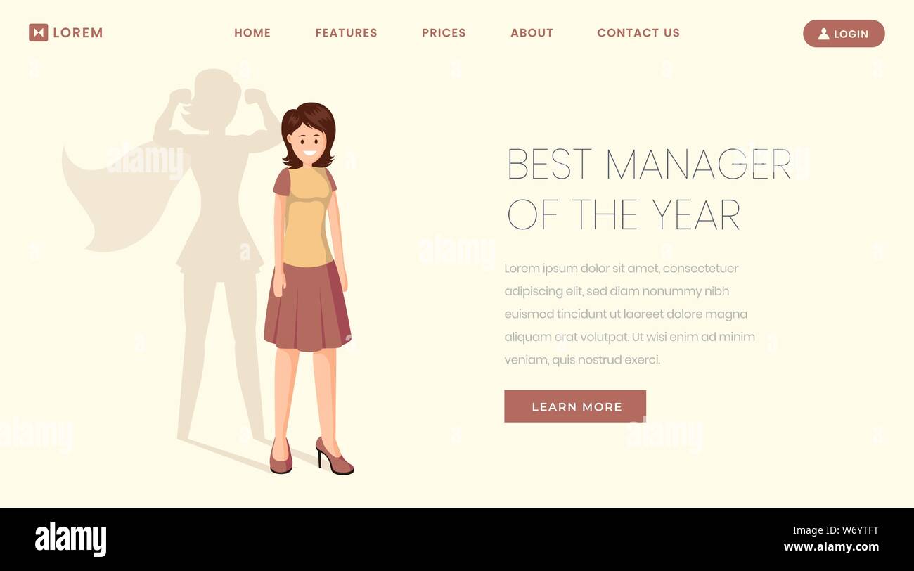 Best Manager Landing Page Vector Template Super Worker Employee Of Year Website Webpage Young Girl Office Worker With Superhero Shadow Celebrating Victory Cartoon Character Stock Vector Image Art Alamy