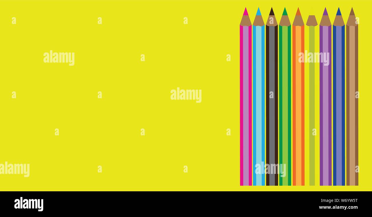 yellow background with colored pencils Stock Vector Image & Art - Alamy
