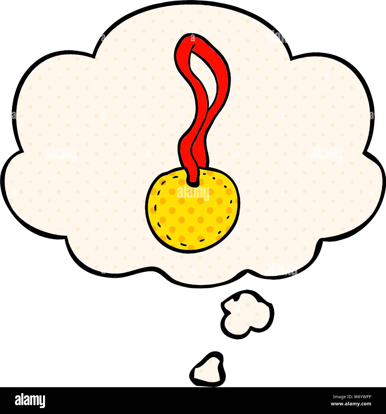 cartoon sports medal with thought bubble in comic book style Stock Vector