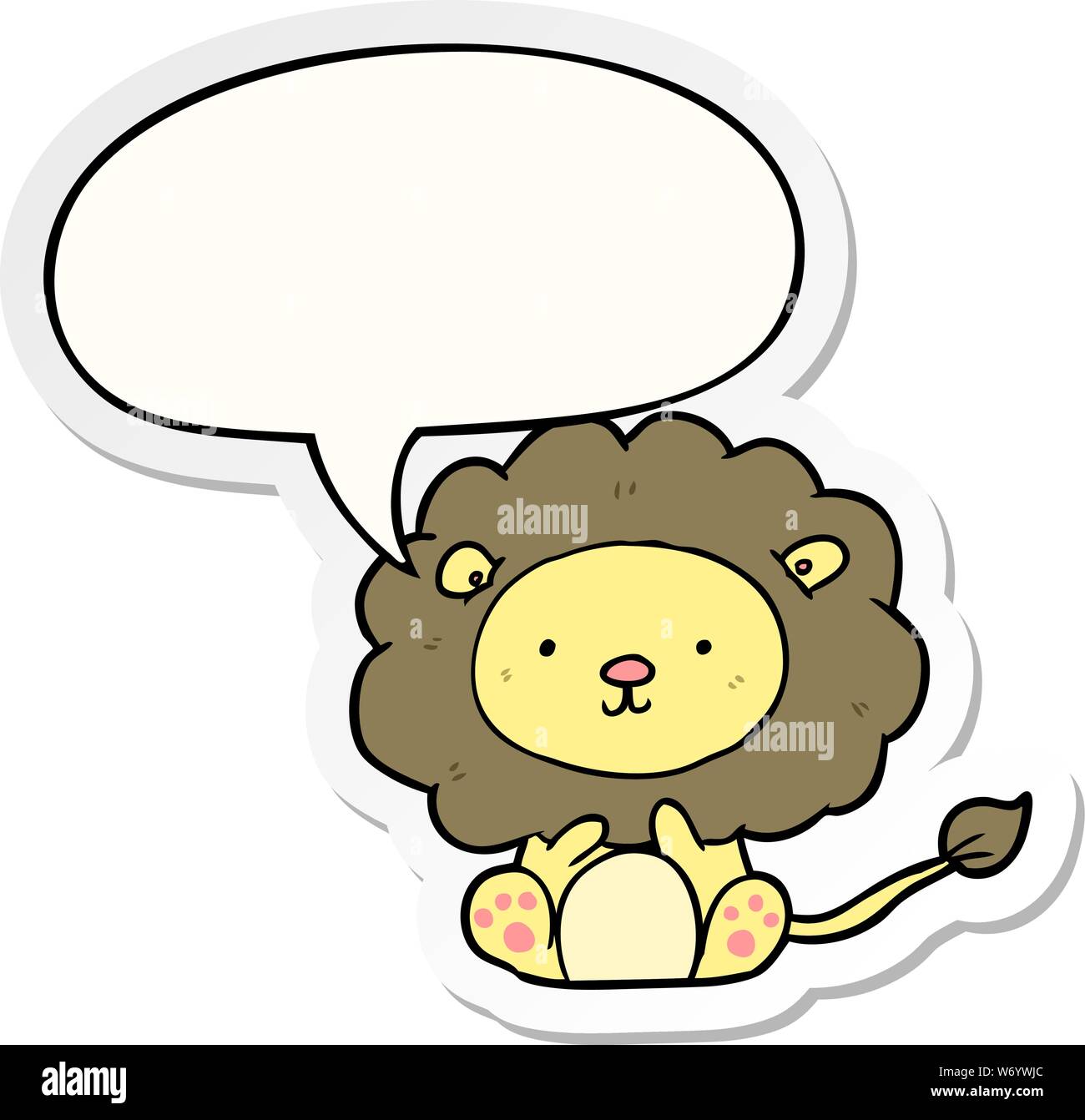 cute cartoon lion with speech bubble sticker Stock Vector Image & Art ...