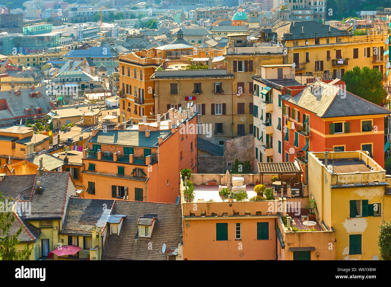 Residential buildings of Castelletto district in Genova, Italy Stock Photo