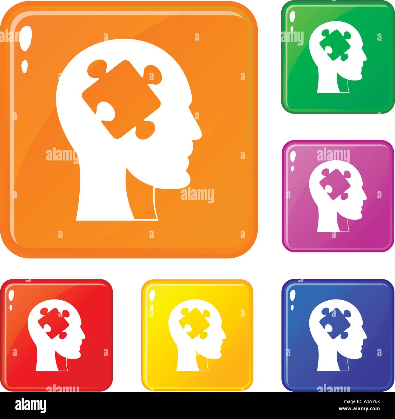 Head with puzzle icons set vector color Stock Vector Image & Art - Alamy