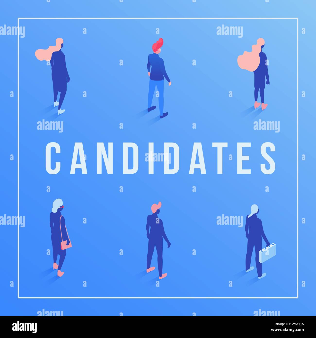 Candidates Social Media Banner Isometric Template Employees